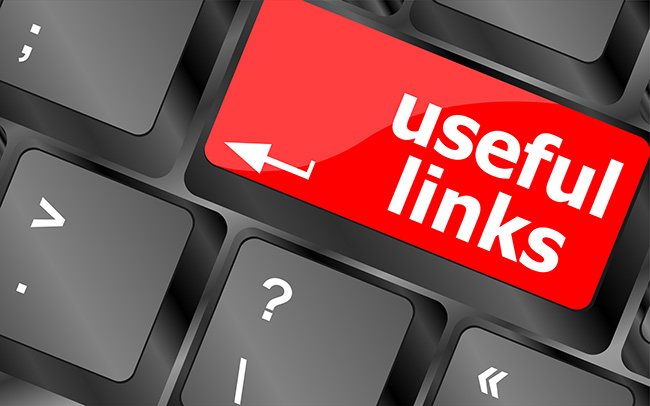 useful links keyboard button - business concept